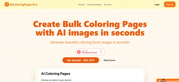 AI Coloring Pages Pro homepaeg