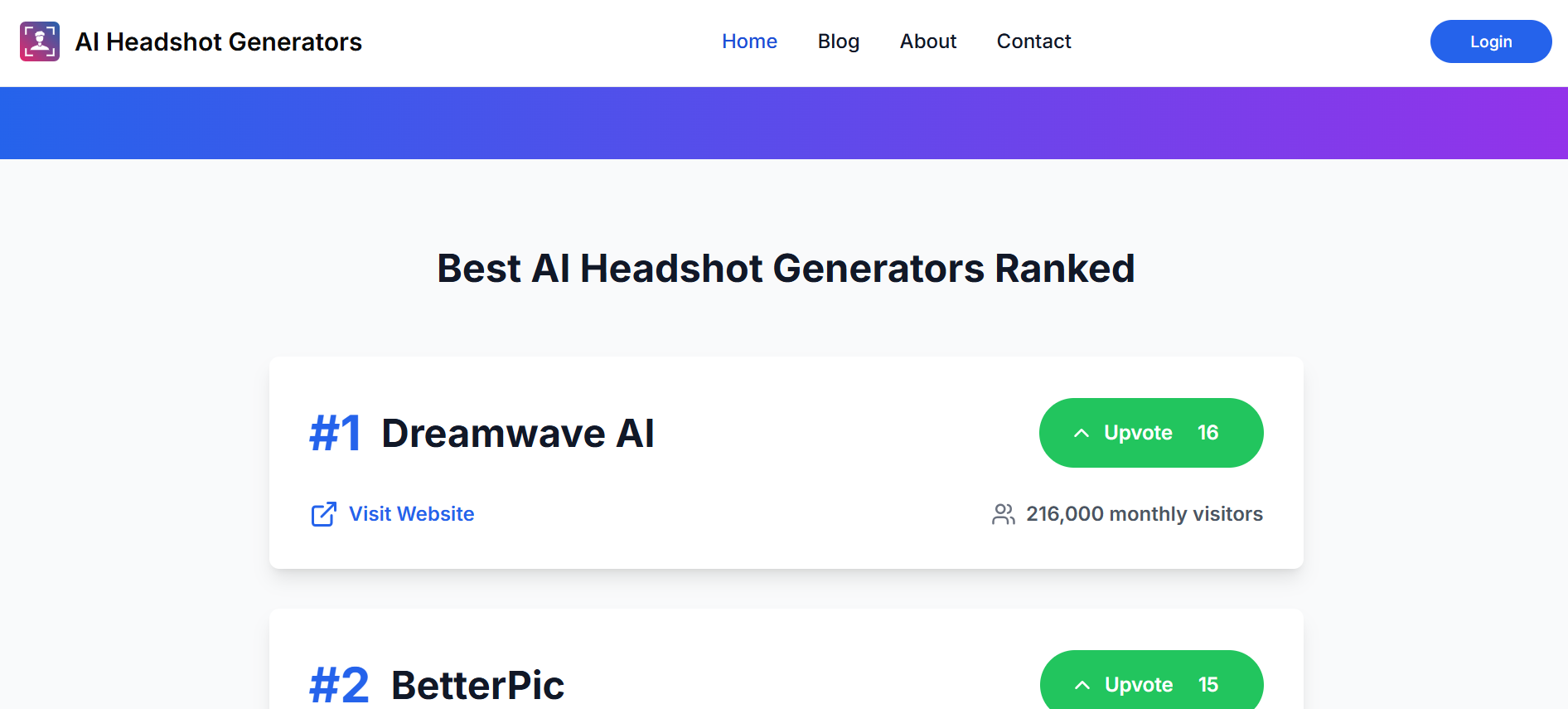 AI Headshot Generators homepage