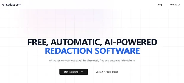 AI PDF Redaction Tool homepage