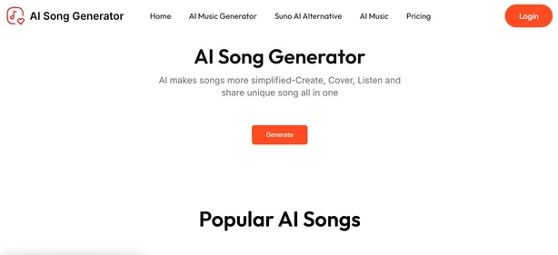 AI Song Generator homepage