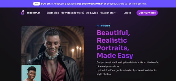 Alice Cam AI homepage