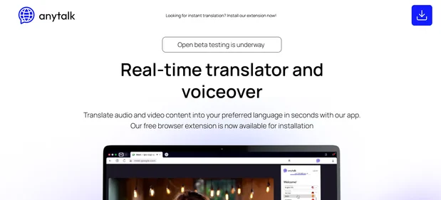 Any Talk AI homepage