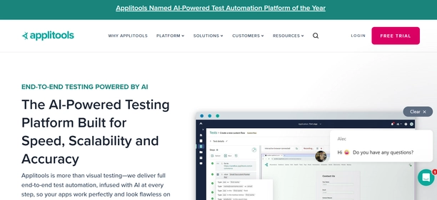 Applitools homepage