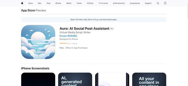 Auro AI Social Post Assistant Homepage