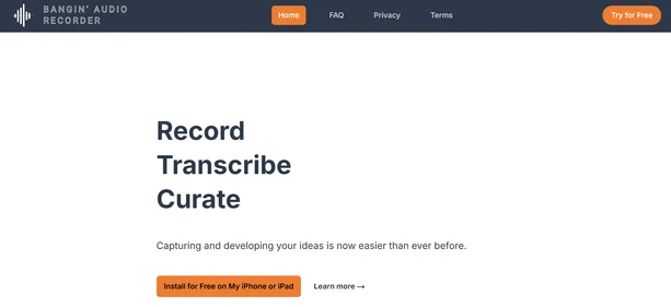 Bangin Audio Recorder homepage