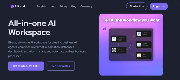 Bika AI homepage