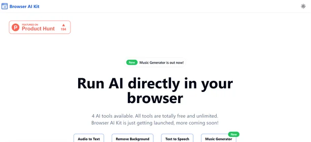 Browser AI Kit homepage