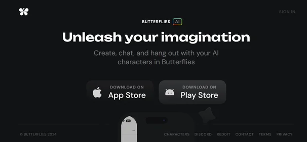 Butterflies AI homepage