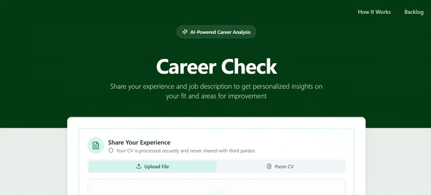 CareerCheck AI homepage