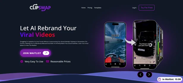 ClipSwap AI homepage