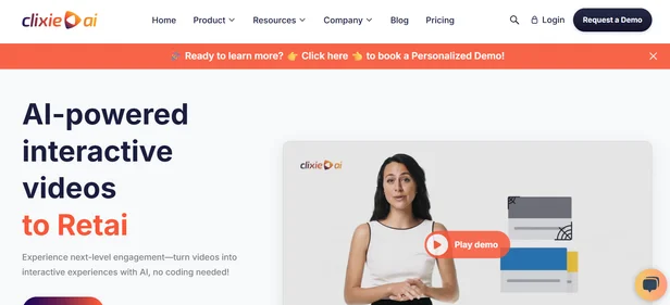 Clixie AI homepage