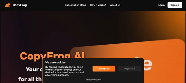 Copy Frog AI homepage