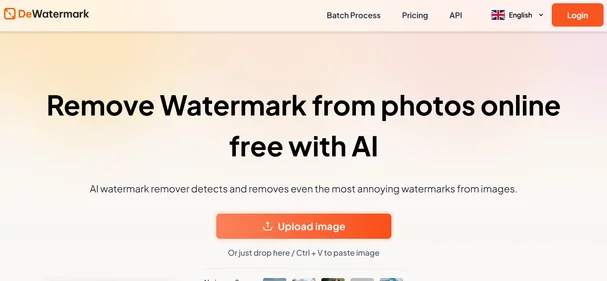 DeWatermark AI homepage