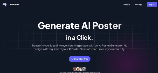 Deeposter homepage