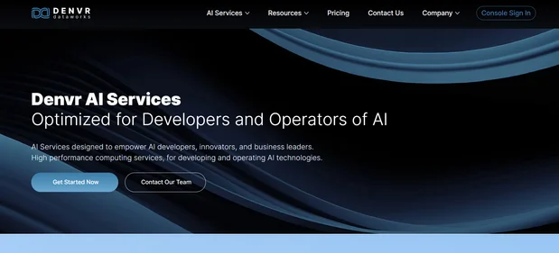 Denvr AI Cloud homepage