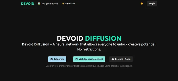 Devoid AI homepage