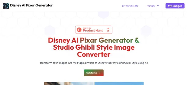 Disney Pixar AI homepage