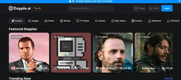 Dopple AI homepage