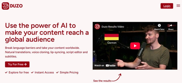 Duzo AI homepage