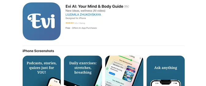 Evi AI homepage