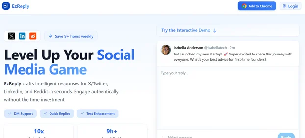 EzReply homepage