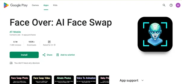 Face Over AI Face Swap homepage