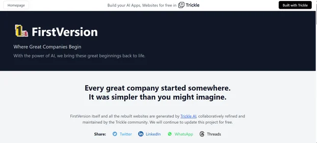 FirstVersion homepage