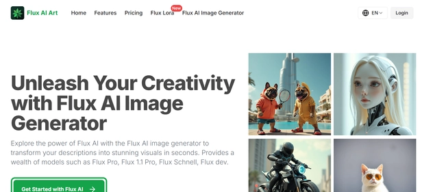 Flux AI Art homepage
