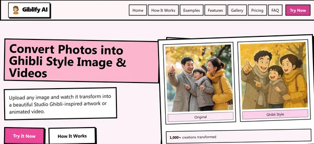 Ghiblify AI homepage