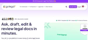 Go Legal AI homepage
