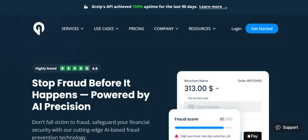 Greip Fraud Prevention homepage