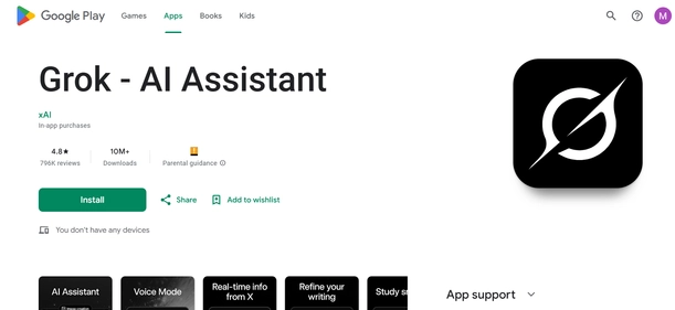 Grok homepage