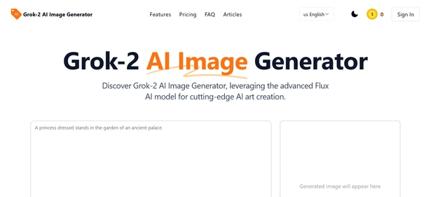 Grok2 AI homepage