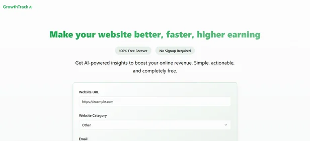 GrowthTrack AI homepage