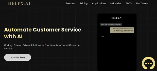 HelpX AI homepage