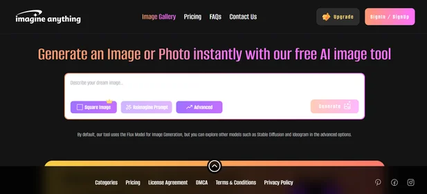 Imagine Anything homepage
