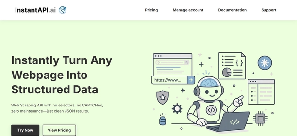 InstantAPI AI homepage