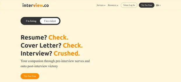 Interview.co homepage