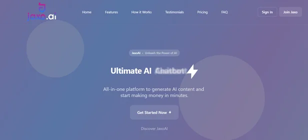 Jaxo AI homepage