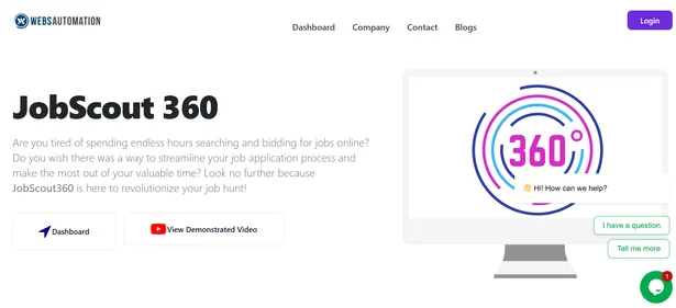 Jobscout360 Jobs bot homepage