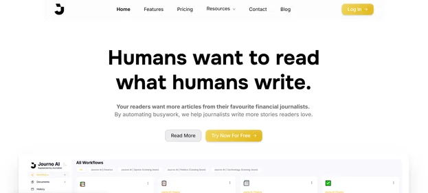 Journo AI homepage