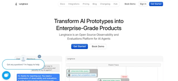 Langtrace AI homepage