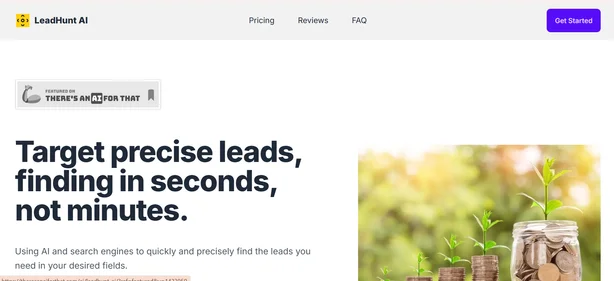 LeadHunt AI homepage