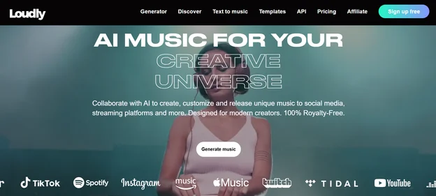 Loudly homepage