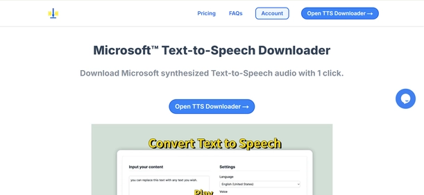 MS Text to Speech Downloader homepage