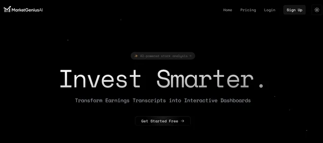 Market Genius AI homepage