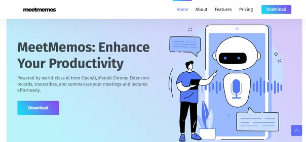 MeetMemos AI homepage