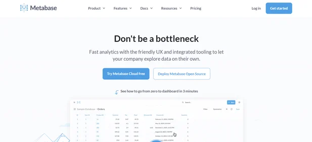 Metabase homepage