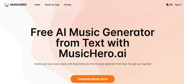 MusicHero AI homepage