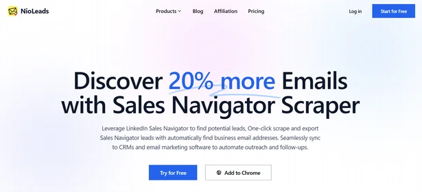Nioleads Sales Navigator Scraper homepage